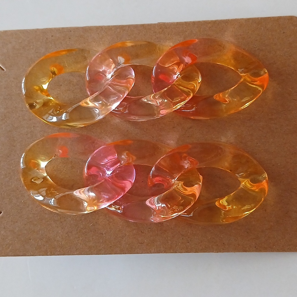 Fashion Jewelry Pink and Orange Earrings - Picture 3 of 4